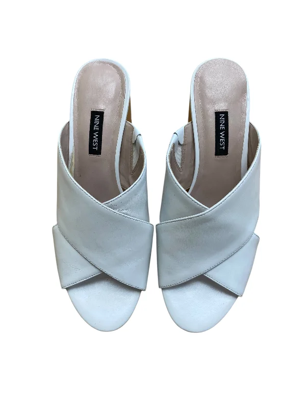Stylish and supportive women's shoes for plantar fasciitisSandals Heels Block By Nine West In White, Size: 9.5