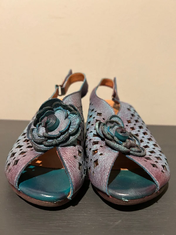 Versatile and adaptable women's shoes for every occasionSandals Heels Block By Spring Step In Blue & Purple, Size: 9.5