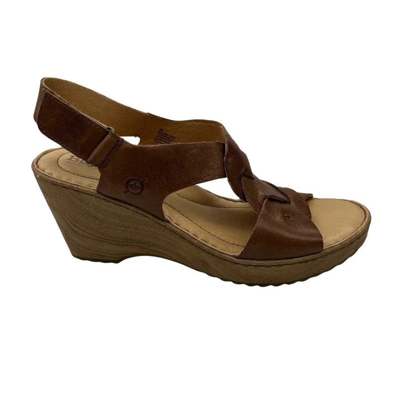Comfy and casual women's shoes for the weekendSANDALS HEELS WEDGE By BORN In BROWN, Size:9