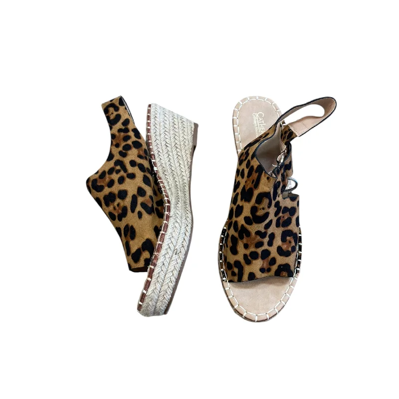Elegant and classic women's shoes for bridal partiesSandals Heels Wedge By Catherine Malandrino In Animal Print, Size: 10