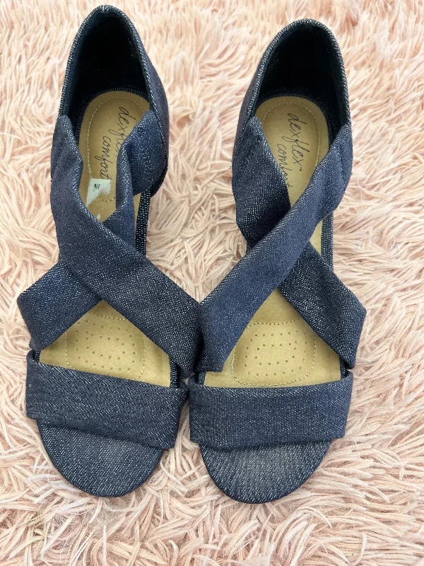 Comfy and cozy women's shoes for loungingSandals Heels Wedge By Dexflex In Denim, Size: 8