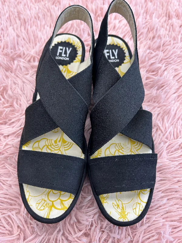 Comfortable and supportive women's shoes for all-day wearSandals Heels Wedge By Fly London In Black, Size: 8