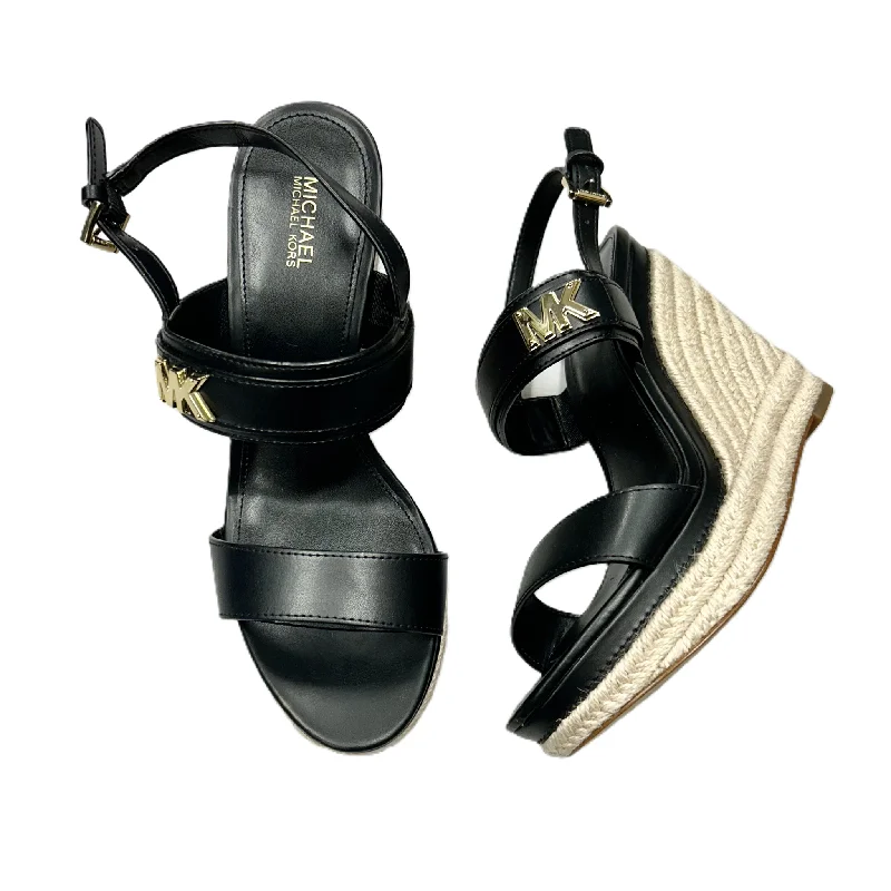 Comfy and stylish women's shoes for everyday comfortSandals Heels Wedge By Michael By Michael Kors In Black & Gold, Size: 8