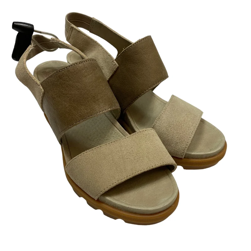 Feminine and romantic women's shoe designsSandals Heels Wedge By Sorel In Tan, Size: 7