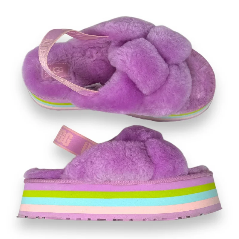 Comfy and stylish women's shoes for lounging around the houseSandals Heels Wedge By Ugg In Purple, Size: 8
