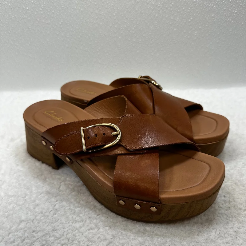 Exotic and bold women's shoe designsSandals Heels Block By Clarks In Tan, Size: 7.5