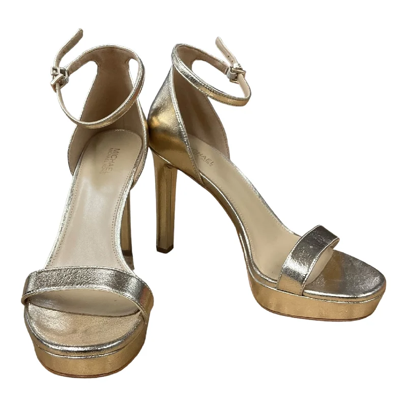 Stunning and glamorous women's shoes for evenings outSandals Heels Block By Michael By Michael Kors In Gold, Size: 8