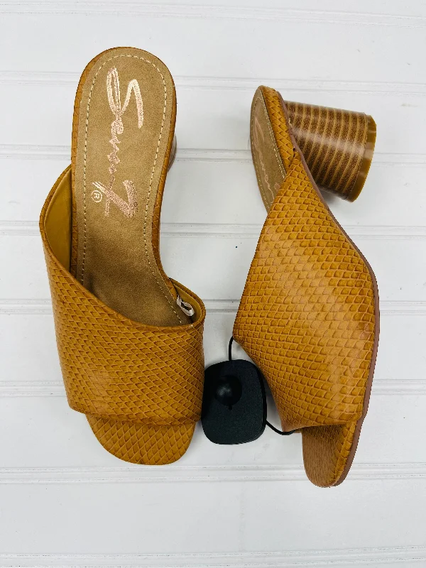 Bold and colorful women's shoes for making a statementSandals Heels Block By Seven 7 In Brown, Size: 6