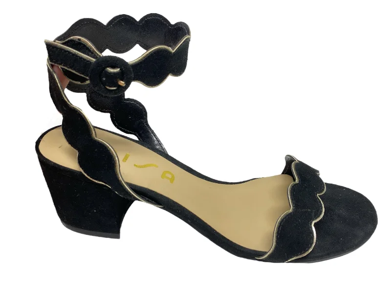 Stylish and comfortable women's shoes for long days at workSandals Heels Block By Unisa In Black & Gold, Size: 6.5