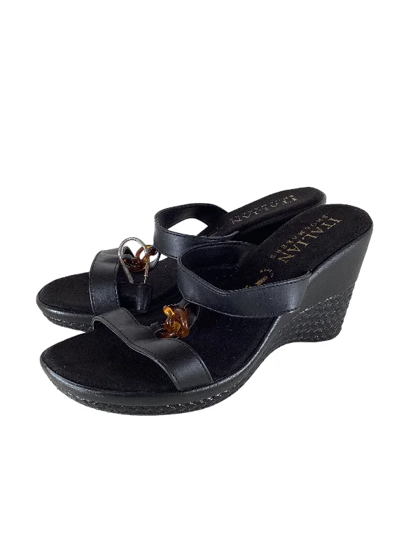 Stunning and glamorous women's shoes for evenings outSandals Heels Wedge By Italian Shoemakers In Black, Size: 8