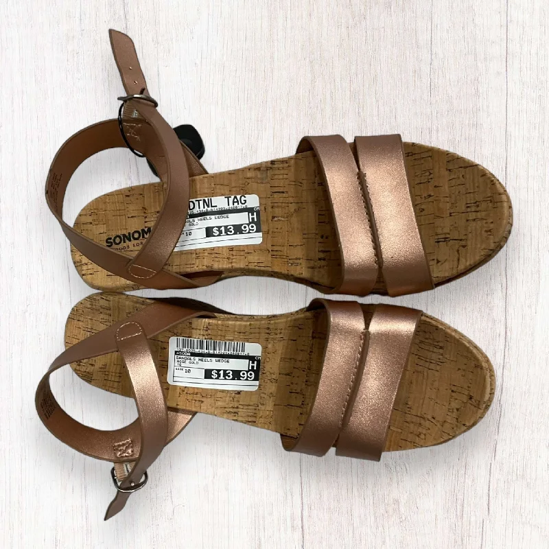 Elegant and sophisticated women's shoe stylesSandals Heels Wedge By Soda In Rose Gold, Size: 10
