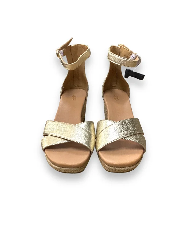 Chic and minimalist women's footwear trendsSandals Heels Wedge By Ugg In Gold, Size: 9