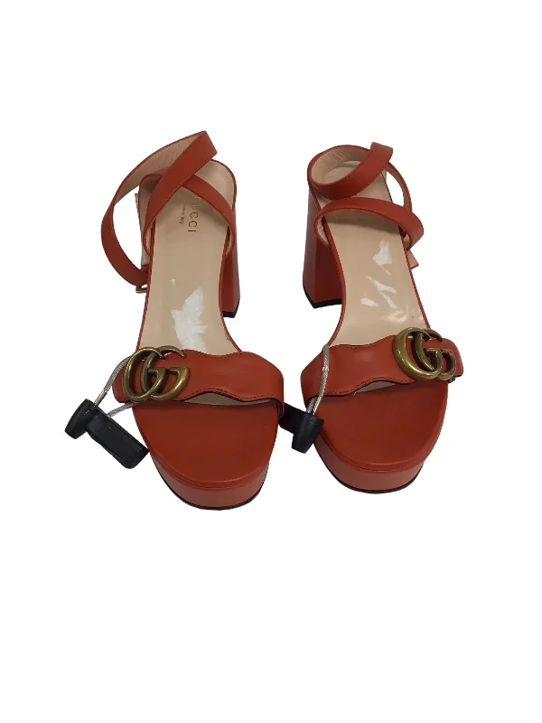 Comfy and stylish women's shoes for lounging around the houseGucci Luxury Designer Heels By Gucci In Orange, Size: 6.5