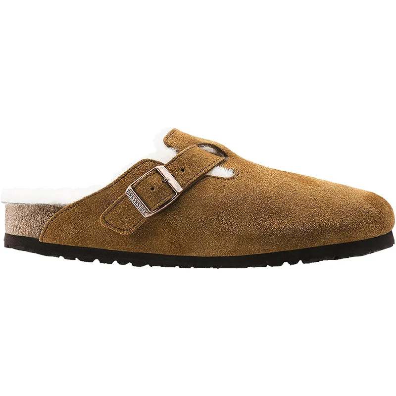 Elegantly stylish women's shoesUnisex Birkenstock Boston Shearling Mink Suede / Natural Shearling