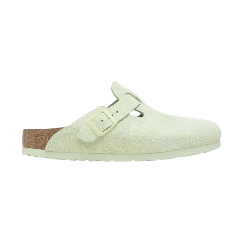 Timeless and elegant women's shoe classicsBirkenstock Boston Soft Footbed Suede Leather Clog - Faded Lime
