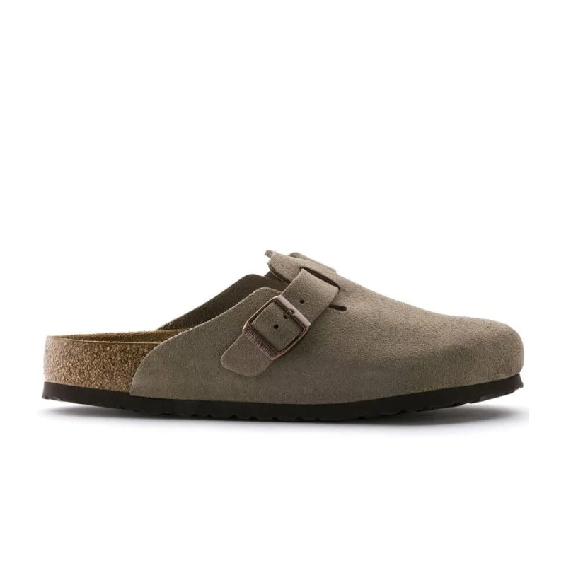 Comfy casual women's shoes for everyday wearBirkenstock Boston Soft Footbed - Taupe Suede