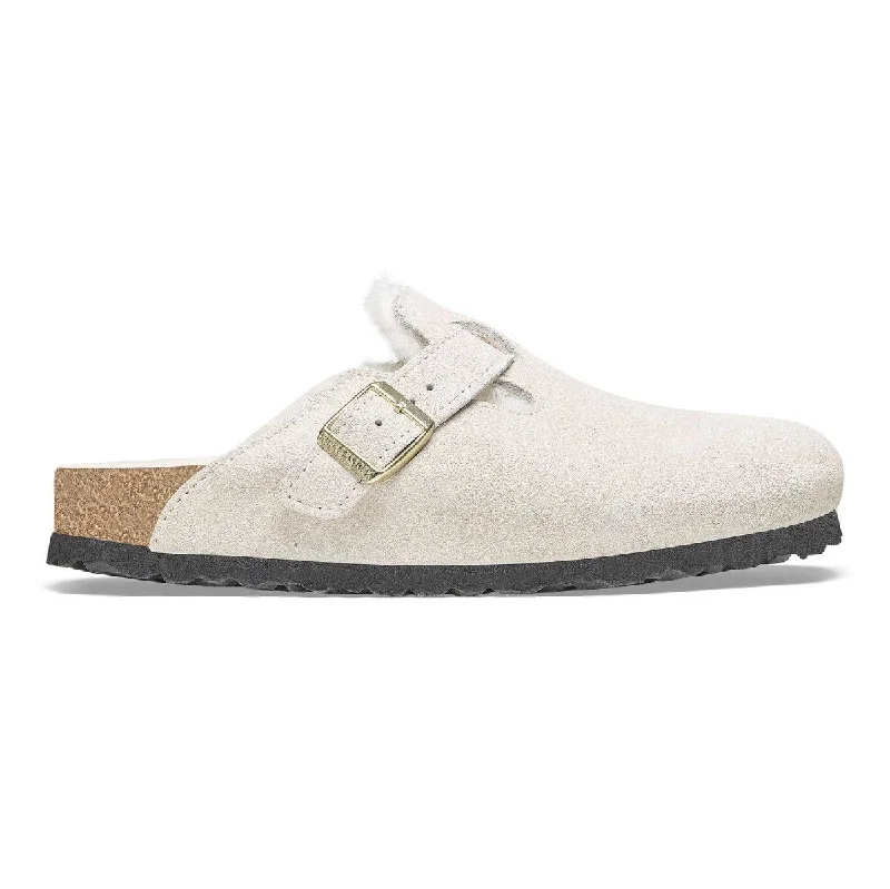Stylish and affordable women's shoesBirkenstock Women's Boston Shearling Antique White Suede