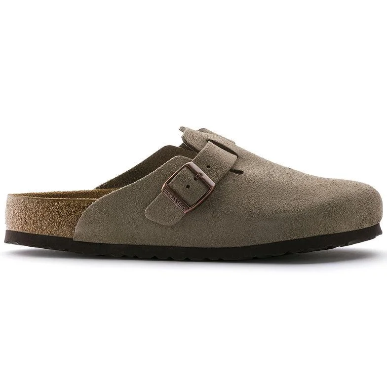 Colorful and vibrant women's shoe patternsBirkenstock Women's Boston Soft Footbed Taupe Suede