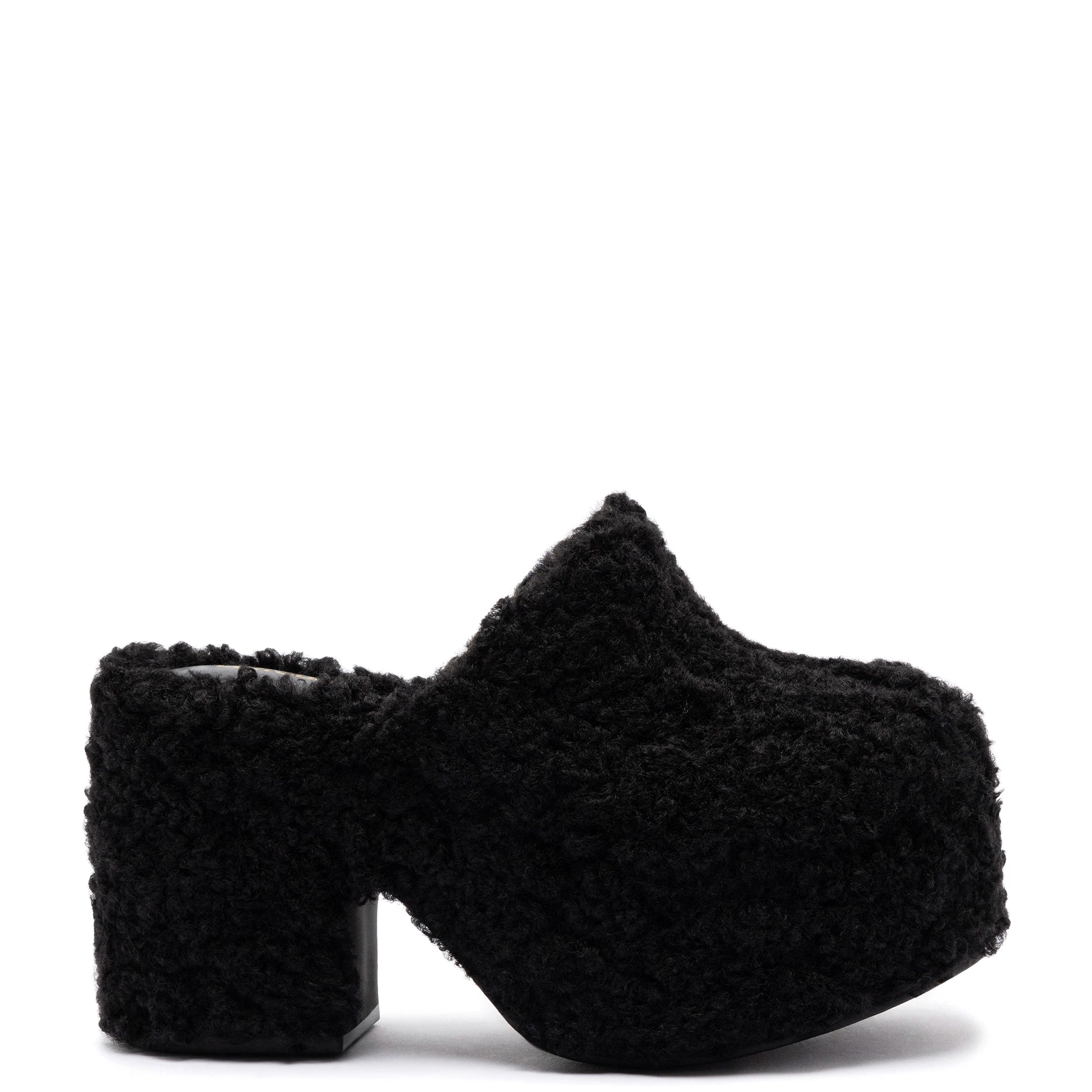 Feminine and romantic women's shoe designsMiso Clog In Black Shearling