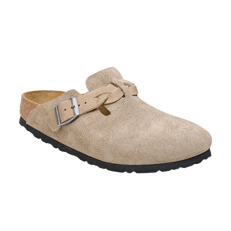 Practical and stylish women's shoes for travelBoston Braided Taupe Suede Leather