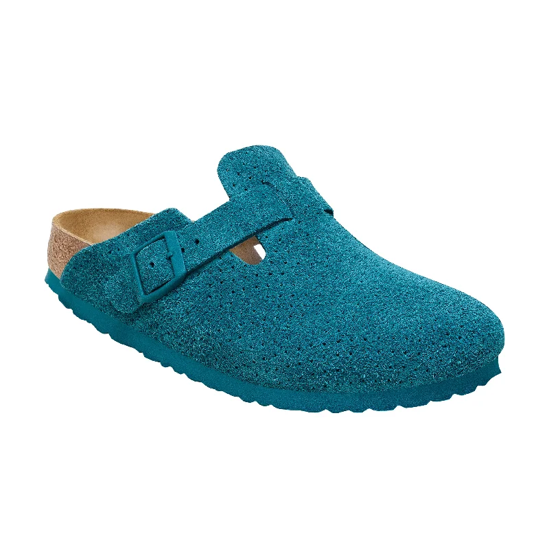 Comfy and stylish women's shoes for flat feetBoston Deep Turquoise Embossed Suede Leather