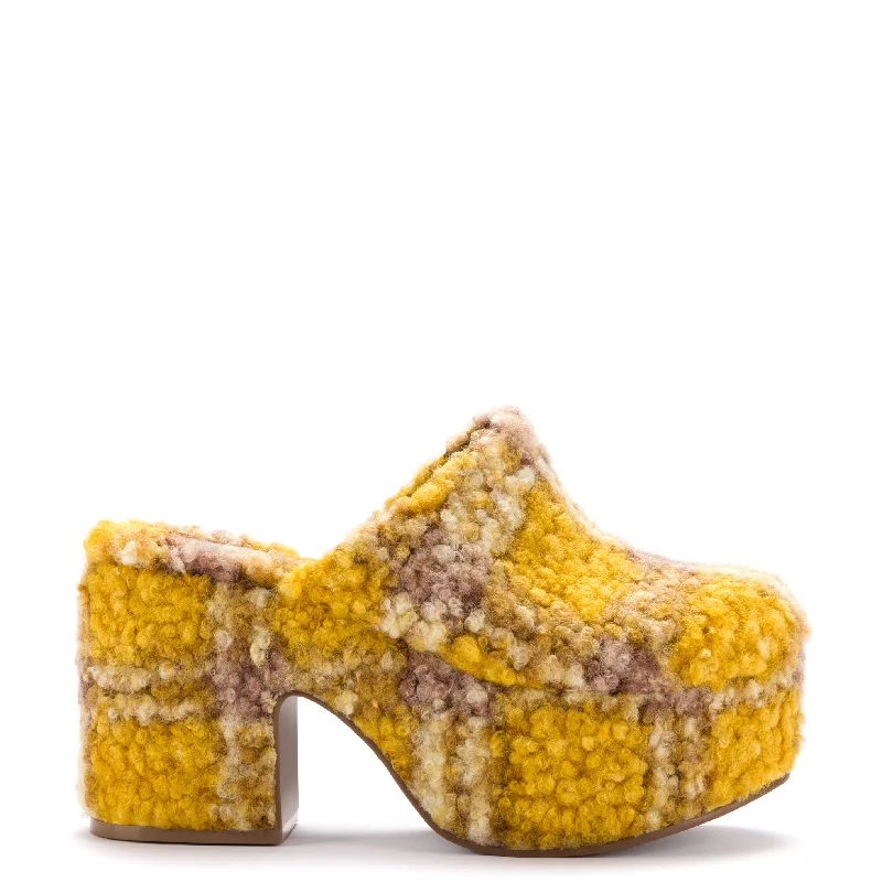Chic and trendy women's shoes for the officeMiso Platform Clog In Dijon Plaid Shearling
