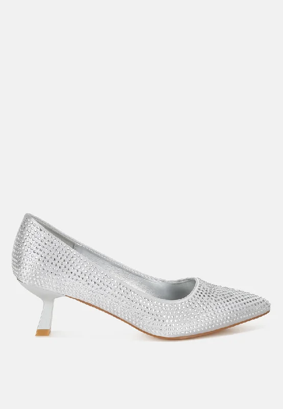 Practical and functional women's footwear solutionsDinah Rhinestones Embellished Kitten Heel Pumps