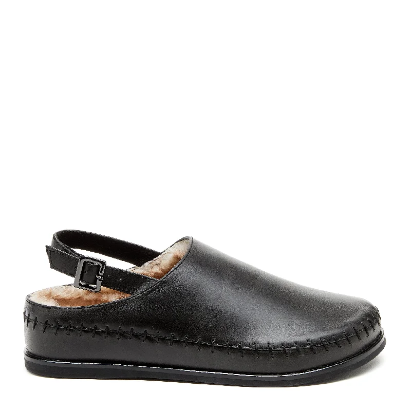 Exotic and bold women's shoe designsFreddy Black Faux Fur Slingback Clogs