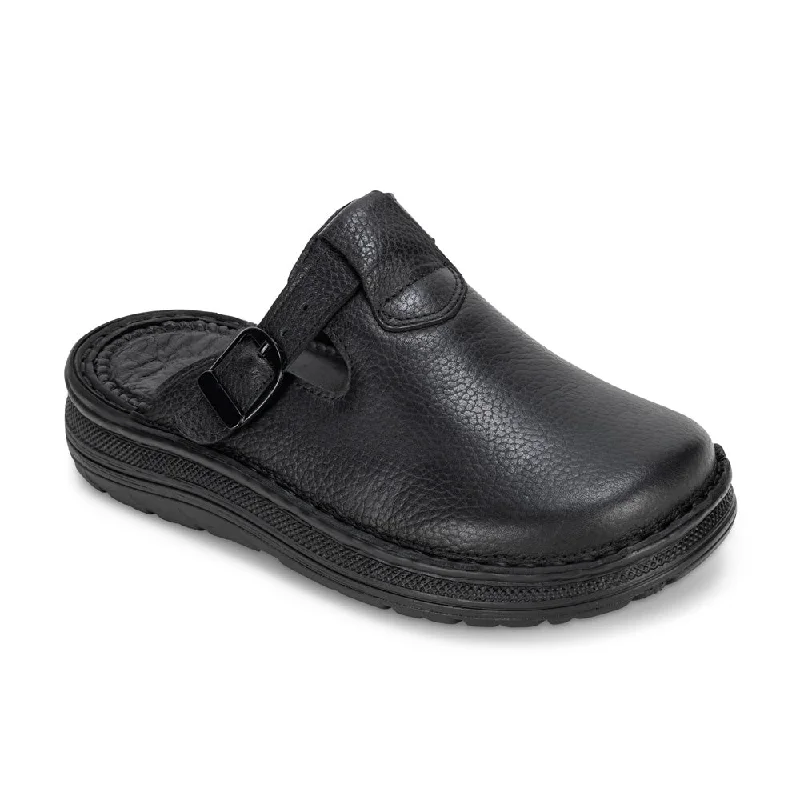 Chic and stylish women's shoes for graduation ceremoniesSawyer - Leather Clog-Toe Sandal | Black