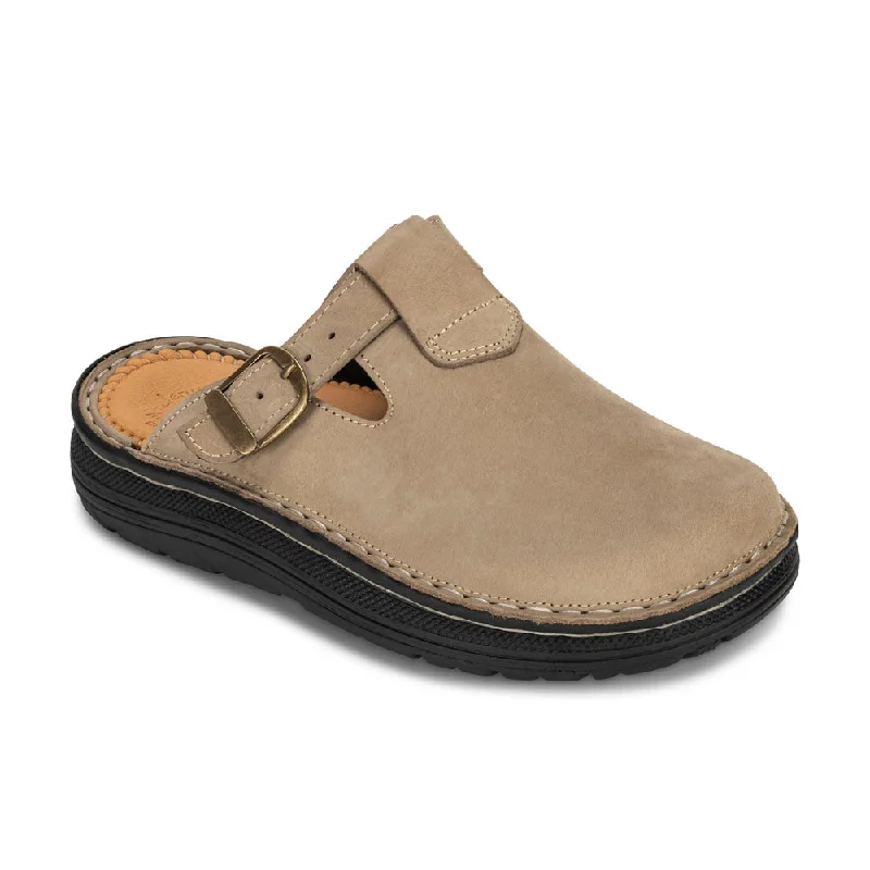 Stylish and practical women's shoes for rainy daysSawyer - Leather Clog-Toe Sandal | Olive Nubuck