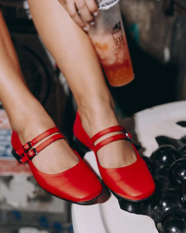 Comfy casual women's shoes for everyday wearStrawberry Mary Jane Pumps red pumps made of grape-based vegan leather