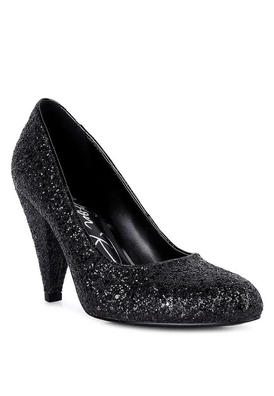Bold and statement-making women's shoes for the bold and beautifulSugar Plum - Glitter Conical Heel Pumps for women