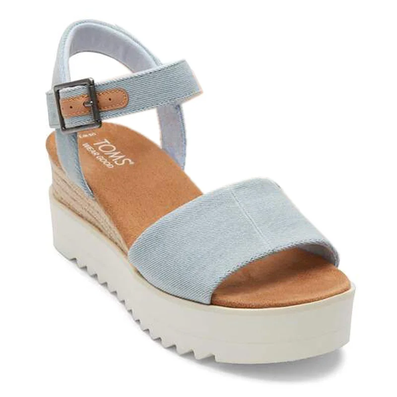 Elegant and sophisticated women's shoes for opera nightsWomen's Shoes TOMS DIANA Platform Wedge Sandals 10020750 BLUE WASHED DENIM