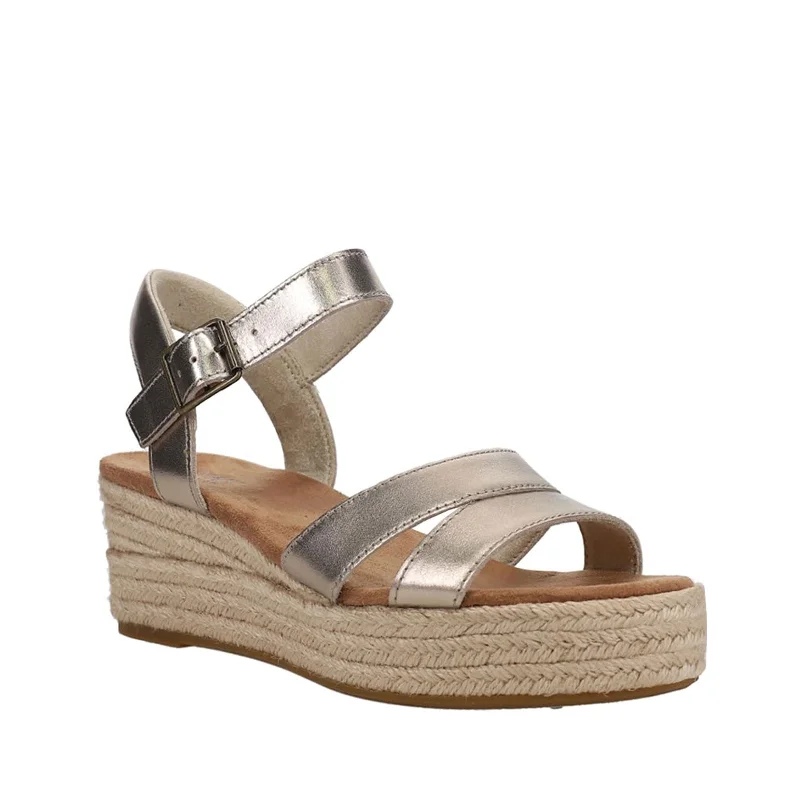 Comfy and stylish women's shoes for everyday comfortWomen's Shoes TOMS AUDREY Ankle Strap Wedge Sandals 10020767 GOLD METALLIC