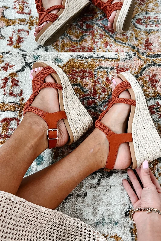 Chic and stylish women's shoes that complement every outfit and occasioAisha Braided Wedge Sandals (Orange/Woven)