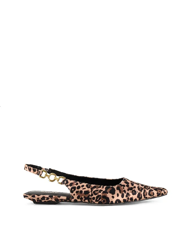 Chic and stylish women's shoes that complement every outfit and occasioAlana Slingback Flats  - Leopard Satin