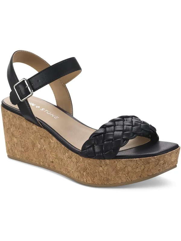 Elegant and sophisticated women's shoes for mature womenAllvina Womens Faux Leather Adjustable Wedge Sandals