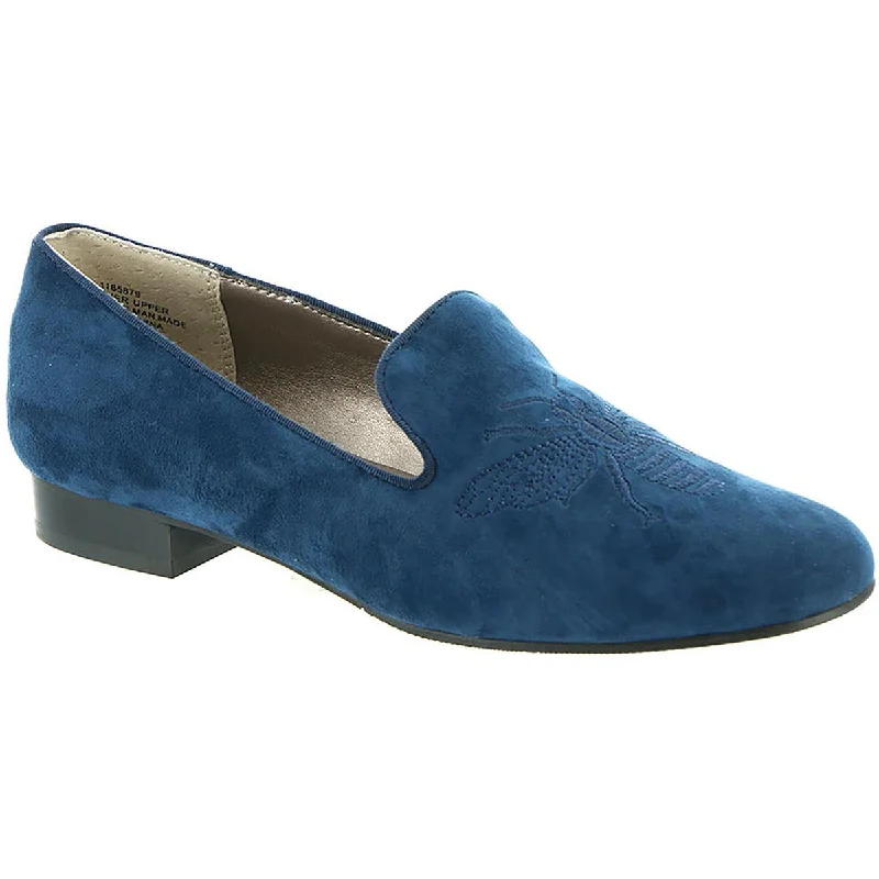 Stylish and elegant women's shoes for weddingsArray Womens Queen Bee Suede Embroidered Smoking Loafers