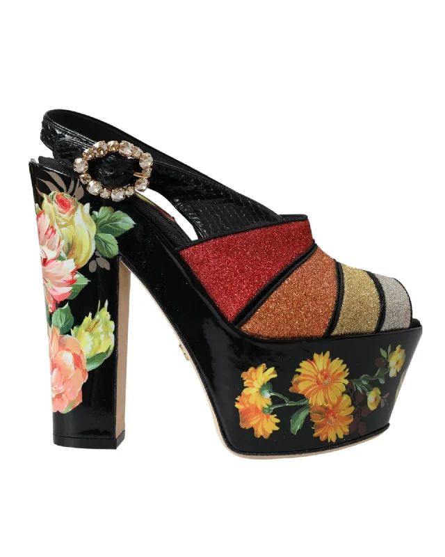 Chic and sophisticated women's footwear for workDolce & Gabbana  Women's Floral Platform Sandals