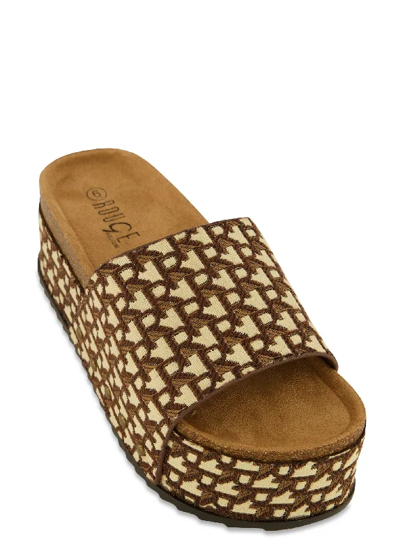 Warm and cozy women's shoes for winterCork Footbed Platform Slide Sandals