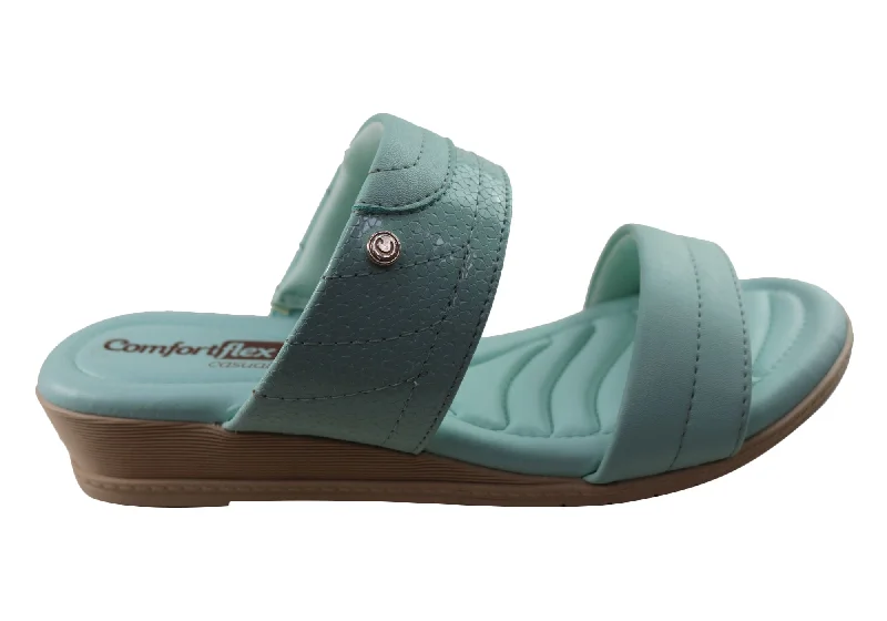Chic and stylish women's shoes for graduation ceremoniesComfortflex Cianne Womens Comfort Wedge Slides Sandals Made In Brazil