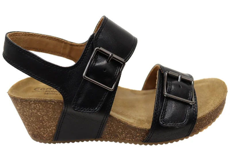 Chic and stylish women's shoes for fashion-conscious womenComfortiva Erlina Womens Comfort Footbed Wide Leather Wedge Sandals