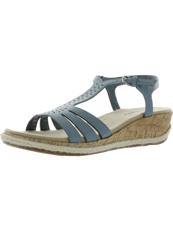 Flattering and stylish women's shoes for wide feetDorinda Womens Faux Leather T-Bar Espadrilles