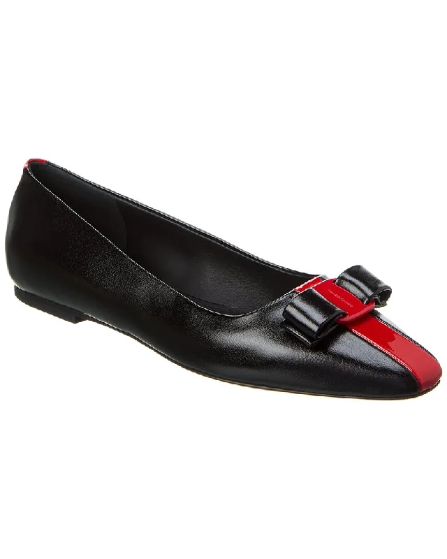 Bold and colorful women's shoes for making a statementFerragamo Siwar Bow Leather Ballet Flat