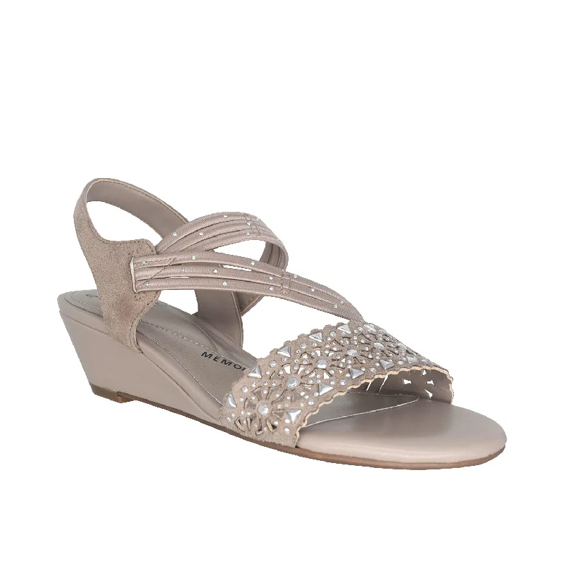 Elegant and classic women's shoes for prom nightGatrina Stretch Wedge Sandal with Memory Foam