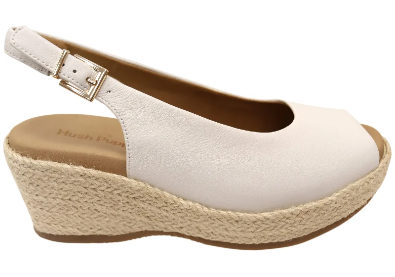 Durable and reliable women's shoesHush Puppies Amber Womens Comfortable Leather Wedge Sandals