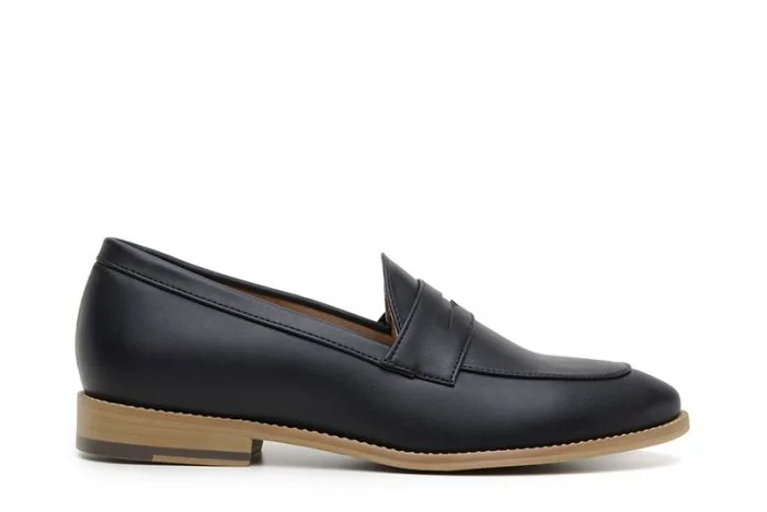 Durable and stylish women's shoes for active lifestylesIrene Loafer in Black from Ahimsa (Wide Width)