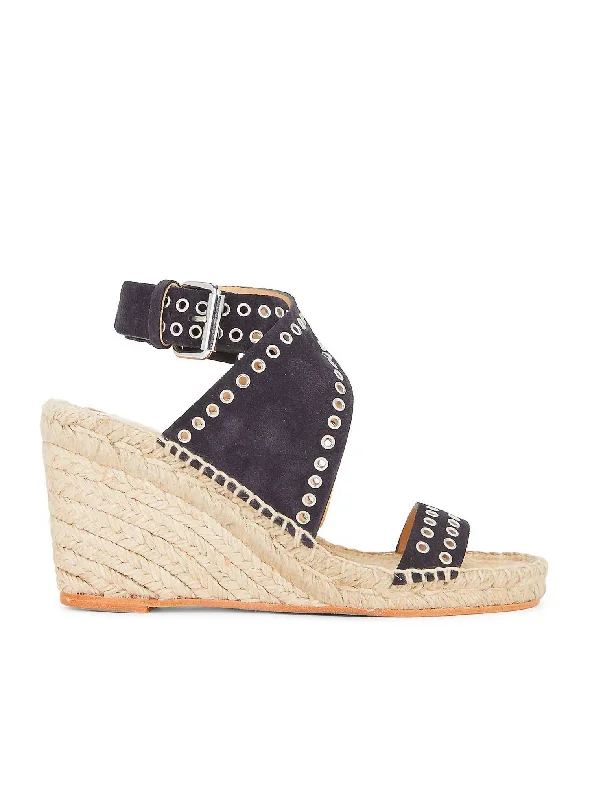 Elegant and classic women's shoes for prom nightIriane Suede Espadrille Wedge Sandals in Faded Black