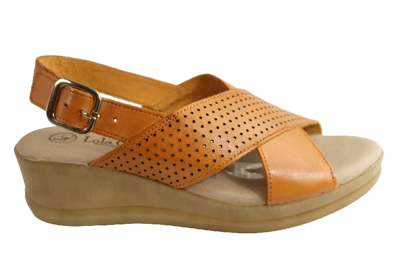 Chic and trendy women's shoe fashionsLola Canales Eden Womens Comfort Leather Wedge Sandals Made In Spain