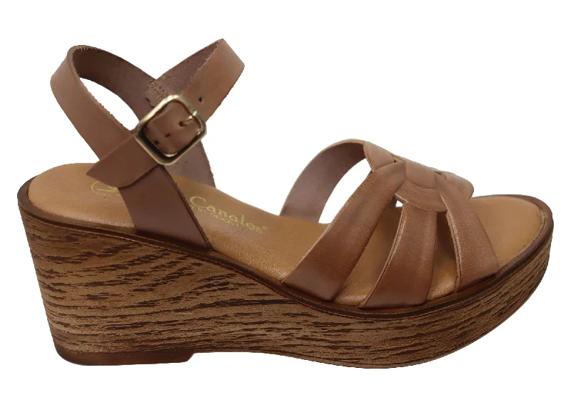 Comfy and stylish women's shoes for everyday casual wearLola Canales Moment Womens Spanish Leather Wedge Sandals
